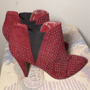 Dorothy Perkins Maroon Embellished Heel Ankle Booties Sz 5